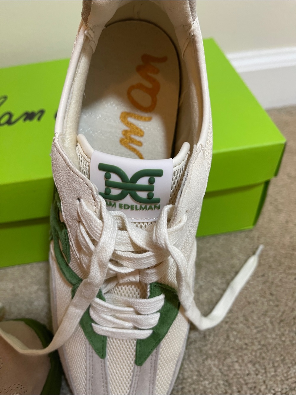 Sam Edelman Cream and Green Low-Top Sneakers woman’s Langley size 9 - Picture 9 of 16